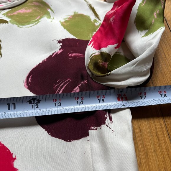 Kate Spade New York Size XXS Red Green Just Rosy Silk Blend Floral Shift Dress - Picture 15 of 16